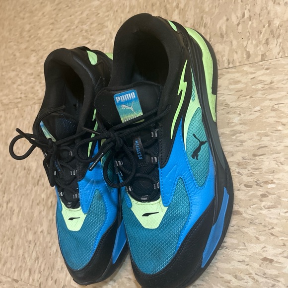 PUMA RS SYSTEM Blue Green Black Mesh Low Top Men\'s Running Sneakers main image 5